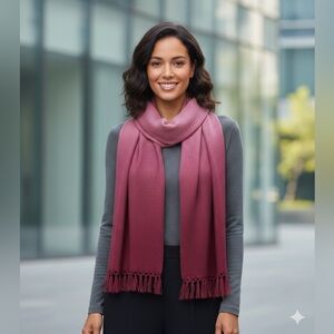 New Women Fringe Shawl Wrap Scarf Gradient Soft Elegant Minimalist Pink Burgundy